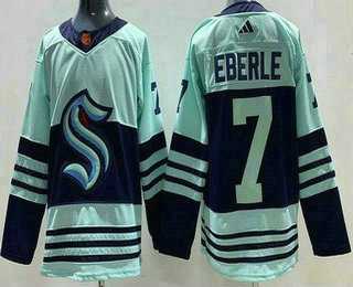 Men%27s Seattle Kraken #7 Jordan Eberle Light Green 2022 Reverse Retro Authentic Jersey